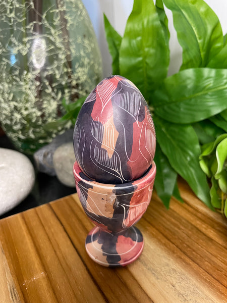 Hand Painted Ceramic Egg & Holder