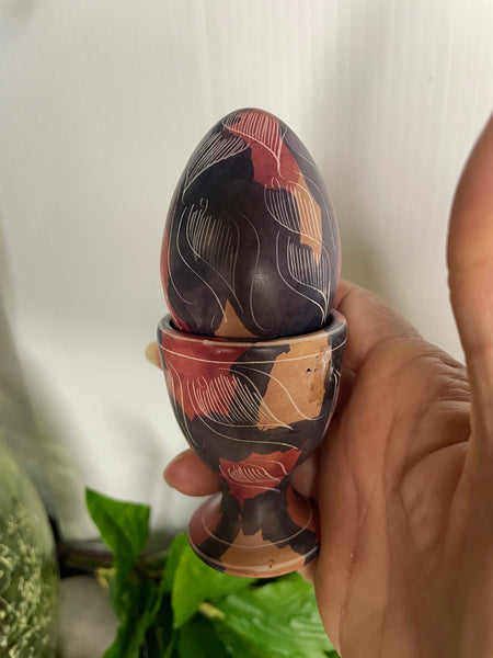 Hand Painted Ceramic Egg & Holder