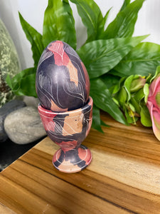 Hand Painted Ceramic Egg & Holder