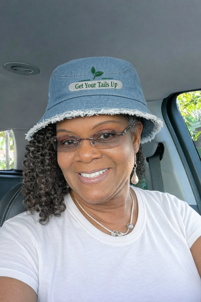 Distressed denim bucket hat