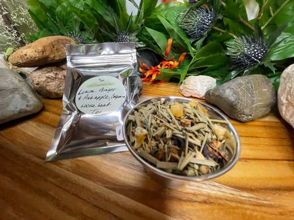Lemon Ginger & Pineapple, Organic Loose Leaf Tea House Specialties .