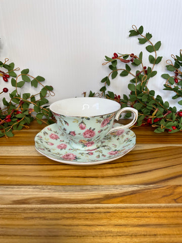 Green, Tea Cup & Saucer