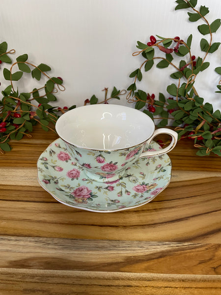 Green, Tea Cup & Saucer