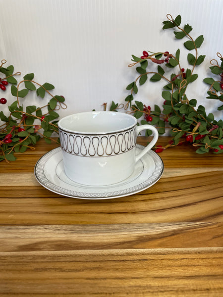 White & Silver, Tea Cup & Saucer