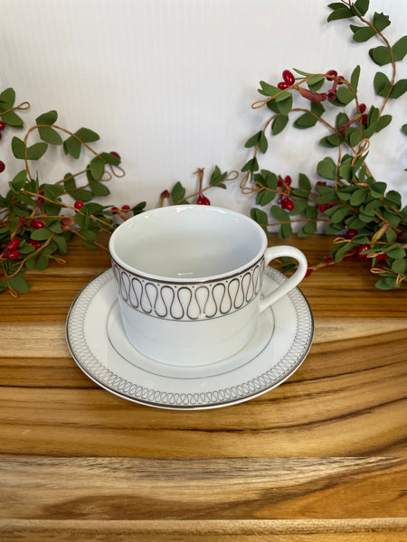 White & Silver, Tea Cup & Saucer