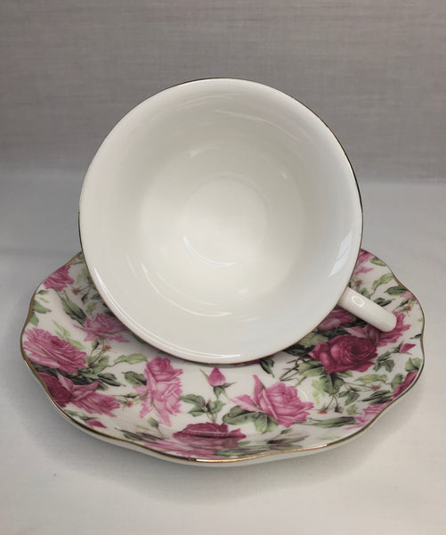 Light and Dark Pink Rose, Tea Cup & Saucer