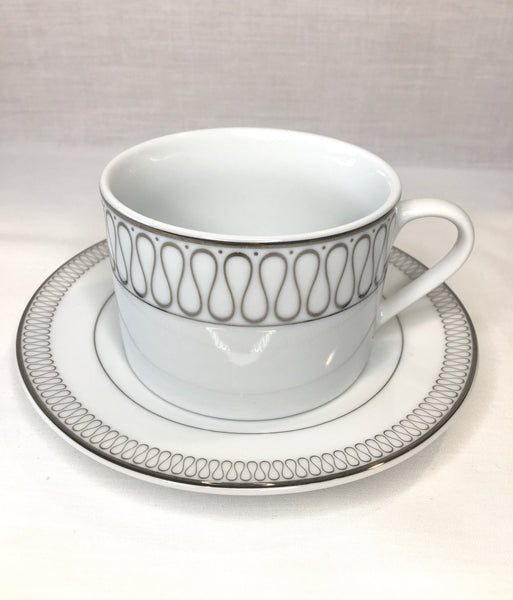 White & Silver, Tea Cup & Saucer