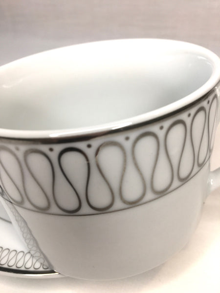 White & Silver, Tea Cup & Saucer