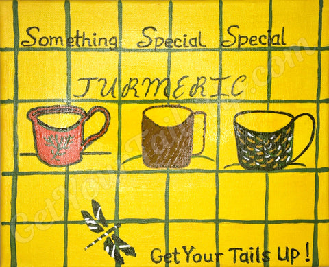 Yellow Tea Cups-Turmeric Painting on Canvas   8x10