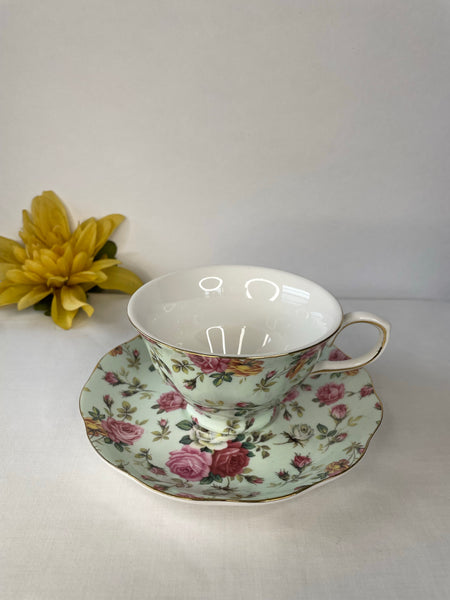 Green, Tea Cup & Saucer