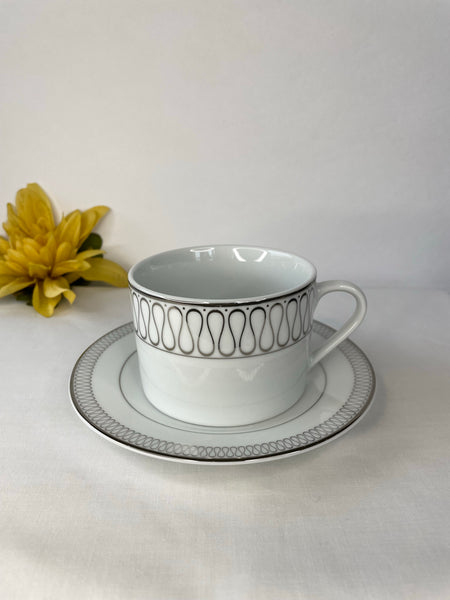 White & Silver, Tea Cup & Saucer