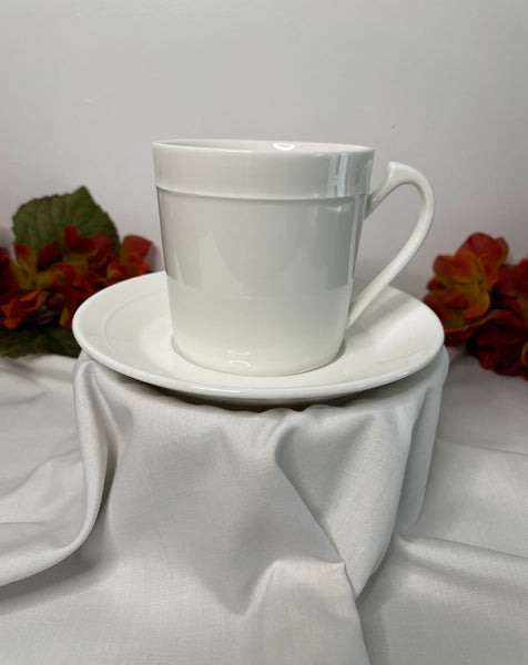 White, Tea Cup & Saucer