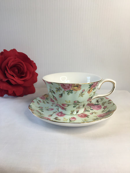 Green, Tea Cup & Saucer