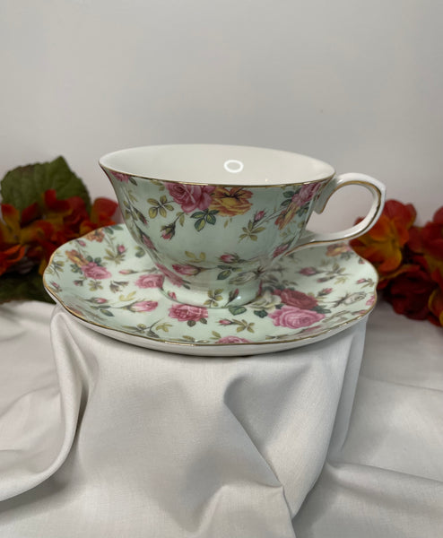 Green, Tea Cup & Saucer