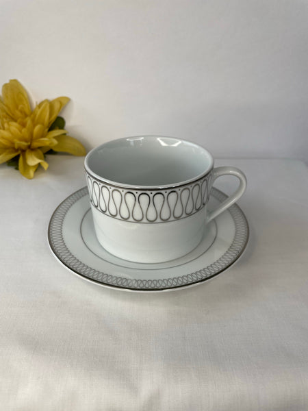 White & Silver, Tea Cup & Saucer