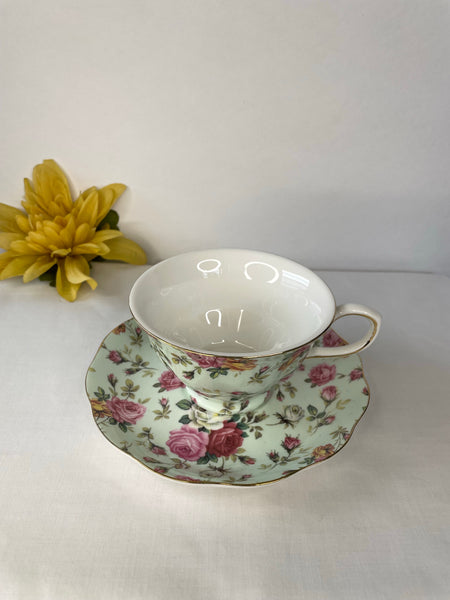 Green, Tea Cup & Saucer