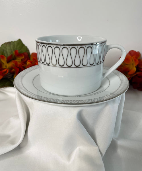 White & Silver, Tea Cup & Saucer